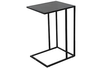 Table d'appoint en métal et bois aspect marbre noir
