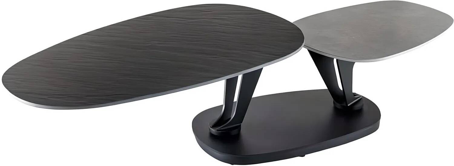 Table basse rotative en céramique noir et gris