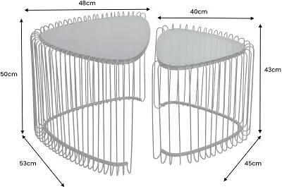 Set de 2 tables d'appoint gigognes en métal et verre noir
