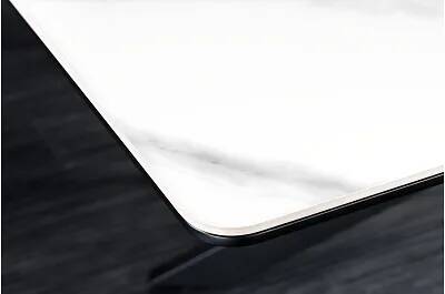 Table de salle à manger extensible en céramique aspect marbre blanc L160-200