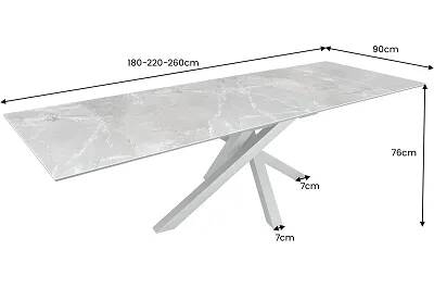 Table de salle à manger extensible en céramique aspect marbre taupe L180-220-260