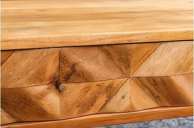 Table basse en bois massif d'acacia 2 tiroirs