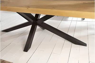 Table à manger en bois massif de pin et métal noir 200X100