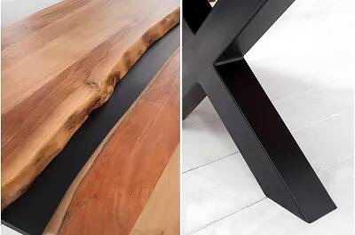Table basse en bois massif d'acacia et métal noir