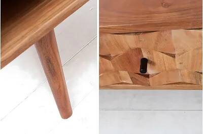 Table basse en bois massif d'acacia 1 tiroir et 1 compartiment