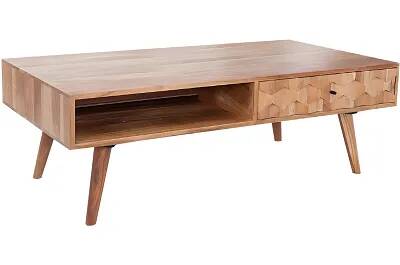 17303 - 186170 - Table basse en bois massif d'acacia 1 tiroir et 1 compartiment