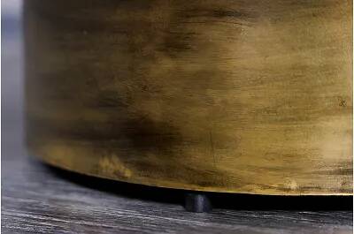 Table basse design en polyrésine os de buffle multicolore et métal doré
