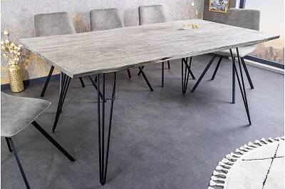Table de salle à manger en bois massif d'acacia gris sablé L140x80