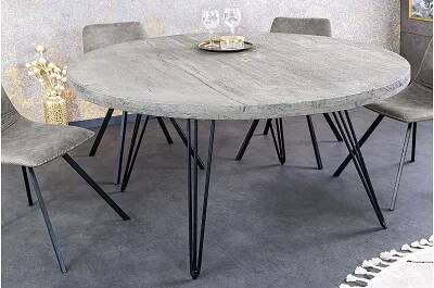 Table de salle à manger en bois massif d'acacia gris sablé Ø120