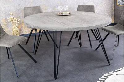 Table de salle à manger en bois massif d'acacia gris sablé Ø80