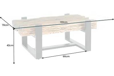 Table basse en bois massif de teck et plateau en verre transparent