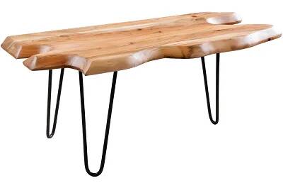 17315 - 186360 - Table basse en bois massif d'acacia et métal noir
