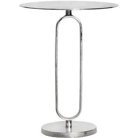 Table d'appoint design en métal argenté Ø45