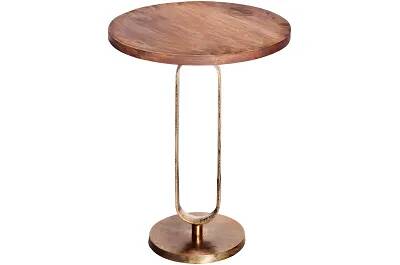 Table d'appoint en bois massif de manguier et métal laiton Ø45