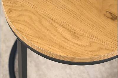 Set de 2 tables d'appoint gigognes en bois aspect chêne Ø45