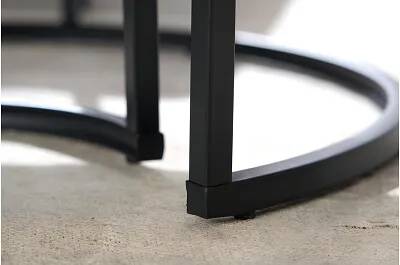Set de 2 tables d'appoint gigognes en verre et aspect marbre noir Ø70