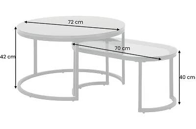 Set de 2 tables d'appoint gigognes en verre et aspect marbre noir Ø70