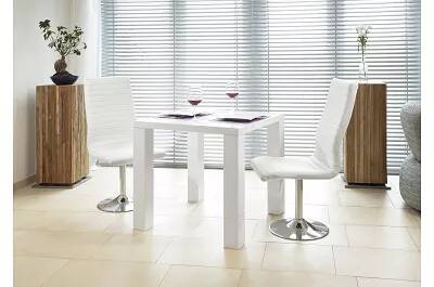 Table de salle à manger design blanc laqué 80x80