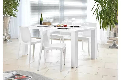 Table de salle à manger design blanc laqué 160x90