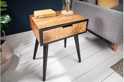 Table de chevet en bois de manguier 1 tiroir