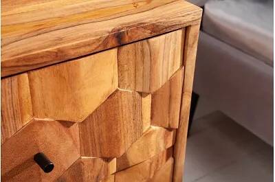 Table de chevet en bois acacia laqué 2 tiroirs