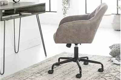 Chaise de bureau design en velours matelassé taupe