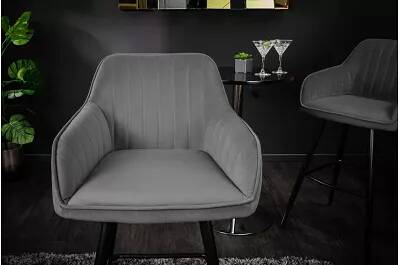Set de 2 chaises de bar en velours matelassé gris
