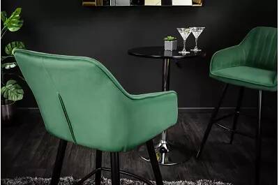 Set de 2 chaises de bar en velours matelassé vert émeraude