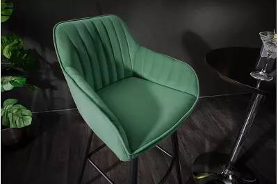 Set de 2 chaises de bar en velours matelassé vert émeraude