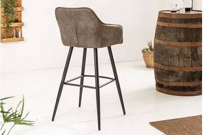 Set de 2 chaises de bar en microfibre matelassé taupe vintage