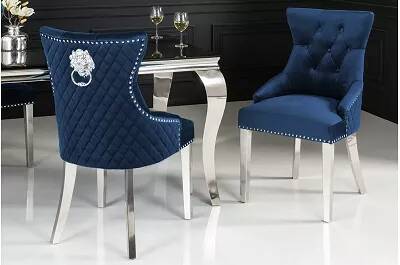 Set de 2 chaises en velours capitonné bleu nuit