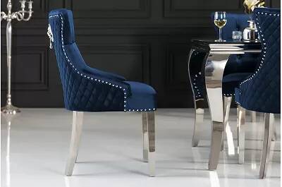 Set de 2 chaises en velours capitonné bleu nuit