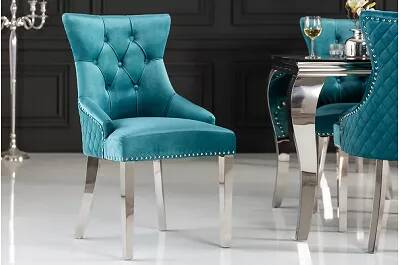 Set de 2 chaises en velours capitonné turquoise
