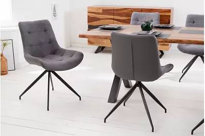 Set de 2 chaises en simili cuir et microfibre gris clair