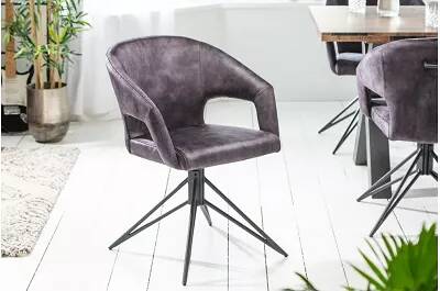 Set de 2 chaises pivotantes en velours gris