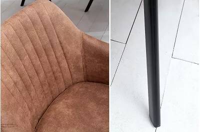 Chaise en microfibre matelassé marron vintage
