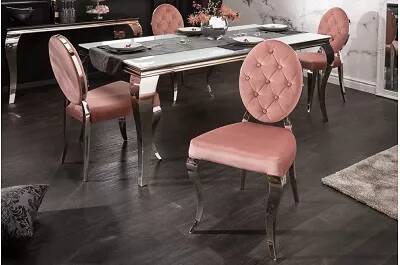 Set de 2 chaises baroque en velours capitonné rose antique