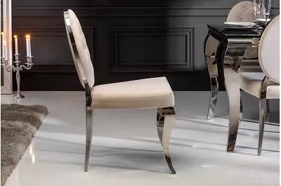 Set de 2 chaises baroque en velours capitonné beige