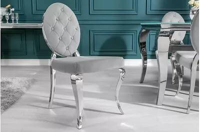 Set de 2 chaises baroque en velours capitonné gris