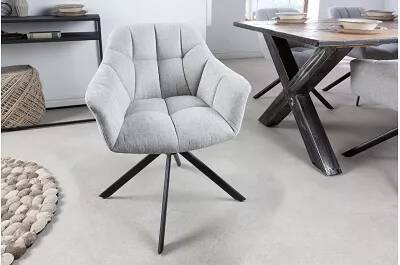 Set de 2 chaises pivotantes en tissu matelassé gris clair