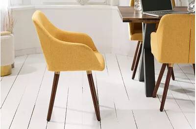 Set de 2 chaises en tissu jaune moutarde