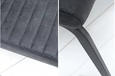 Set de 2 chaises en microfibre matelassé gris antique