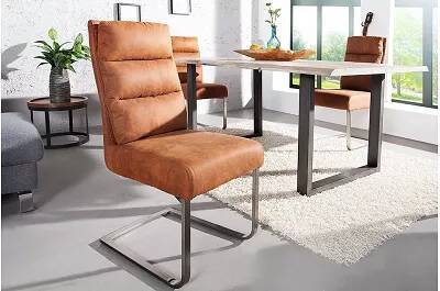 Set de 2 chaises en microfibre matelassé marron vintage