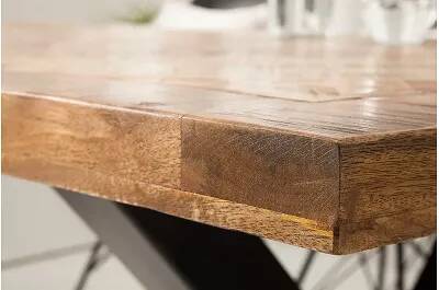Table de salle à manger en bois massif manguier et métal noir 160x90