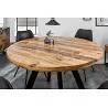 Table de salle à manger industrielle bois massif manguier naturel et métal noir Atonio 120x120