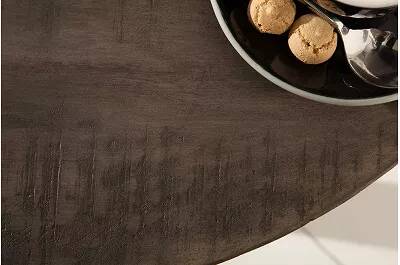 Table de salle à manger en bois massif manguier gris et métal noir 80x80