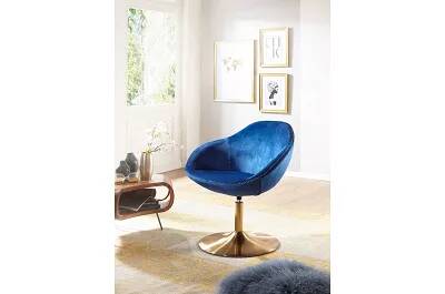 Fauteuil pivotante design en velours bleu Coque