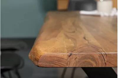 Table à manger en bois massif acacia laqué miel L160x90