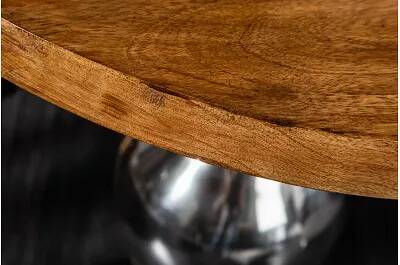 Table d'appoint design en aluminium et bois massif manguier