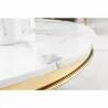 Table basse design aspect marbre blanc et acier doré Ø100